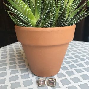 Square Gold/Pink stud earrings